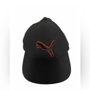 Puma black hat flex size large / extra large black with‎ red trim puma cat logo